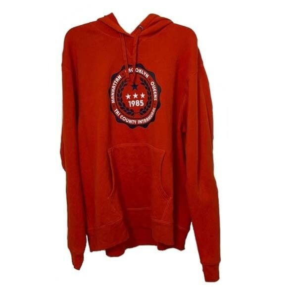 Old Navy Orange Y2K New York 1985 Tri County Intramural Hoodie Men's Size XXL 2X - Picture 3 of 10